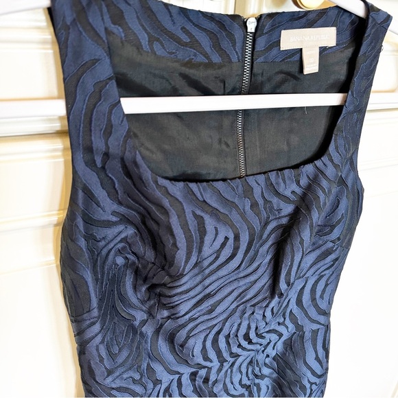 Banana Republic Womens Navy Black Zebra Stripe Square Neck Column Cocktail Dress - Picture 6 of 7